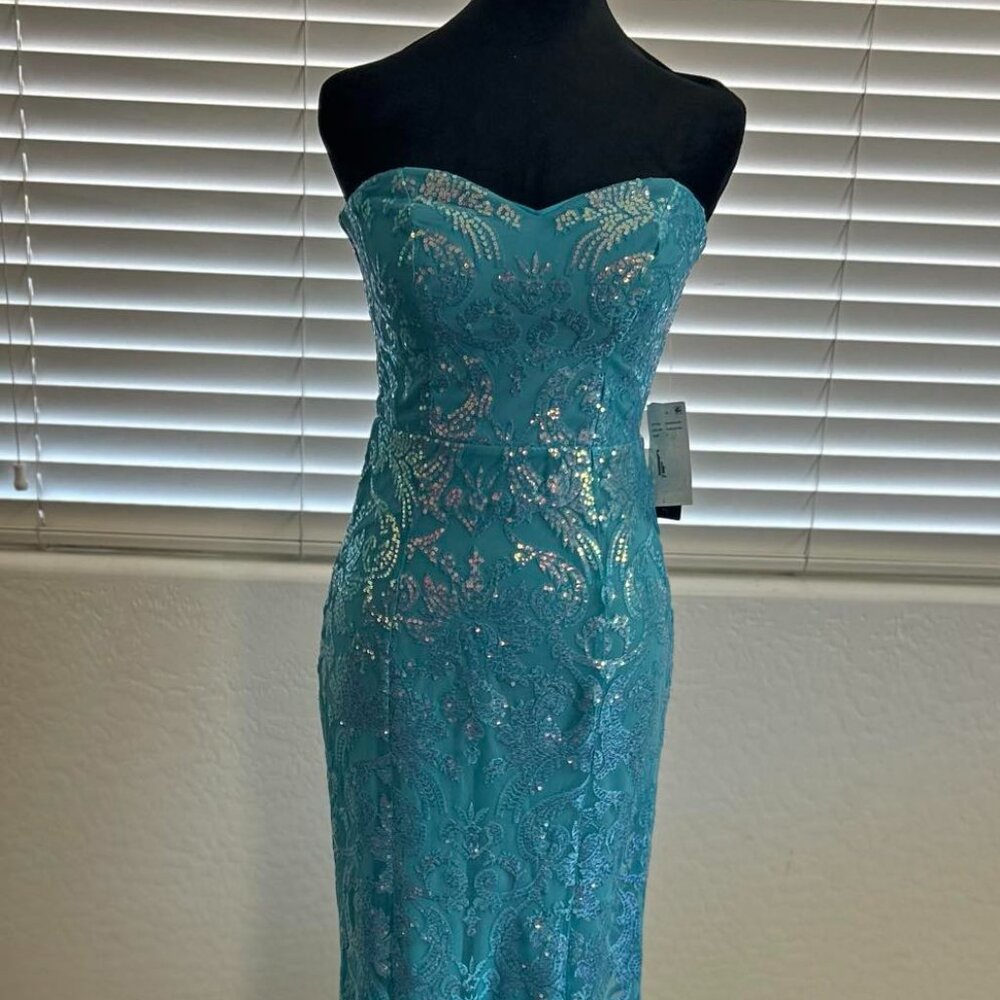 Brand New Formal Turquoise Sequin Dress Size 3